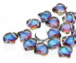 10 Grams 7.5mm Backlit Petroleum Czech Glass Ginko Leaf Beads