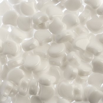 10 Grams 7.5mm Chalk White Czech Glass Ginko Leaf Beads