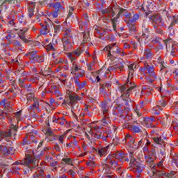 10 Grams 7.5mm Crystal Violet Red Confetti Splash Czech Glass Ginko Leaf Beads