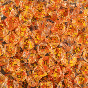 10 Grams 7.5mm Crystal Orange Yellow Confetti Splash Czech Glass Ginko Leaf Beads
