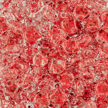 10 Grams 7.5mm Crystal Red Pink Confetti Splash Czech Glass Ginko Leaf Beads
