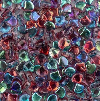 10 Grams 7.5mm Crystal Summer Rainbow Dark Violet Czech Glass Ginko Leaf Beads