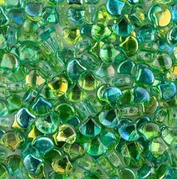 10 Grams 7.5mm Crystal Summer Rainbow Green Czech Glass Ginko Leaf Beads