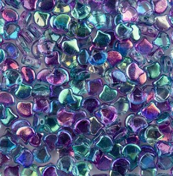 10 Grams 7.5mm Crystal Summer Rainbow Light Blue Czech Glass Ginko Leaf Beads