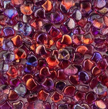 10 Grams 7.5mm Crystal Summer Rainbow Light Violet Czech Glass Ginko Leaf Beads
