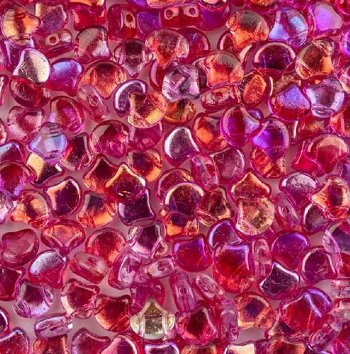10 Grams 7.5mm Crystal Summer Rainbow Pink Czech Glass Ginko Leaf Beads