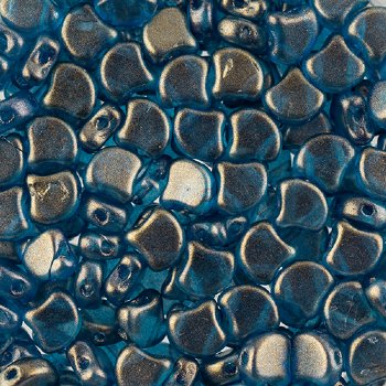 10 Grams 7.5mm Celestial Blue Halo Czech Glass Ginko Leaf Beads