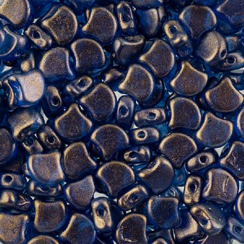 10 Grams 7.5mm Cerulean Blue Halo Czech Glass Ginko Leaf Beads