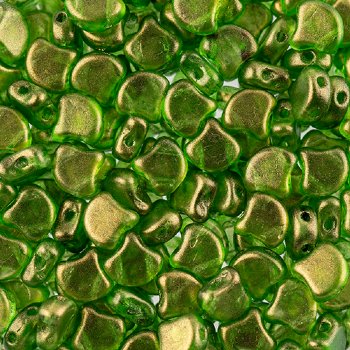 10 Grams 7.5mm Lime Halo Czech Glass Ginko Leaf Beads