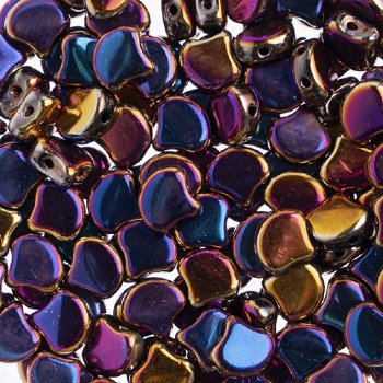 10 Grams 7.5mm Jet Full Sliperit Czech Glass Ginko Leaf Beads