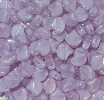 10 Grams 7.5mm Dark Violet Silk Opal Czech Glass Ginko Leaf Beads
