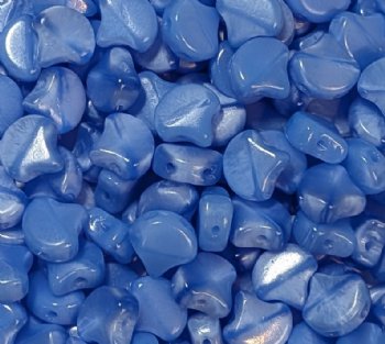 10 Grams 7.5mm Blue Silk Opal Czech Glass Ginko Leaf Beads