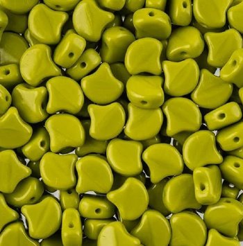 10 Grams 7.5mm Opaque Green Czech Glass Ginko Leaf Beads