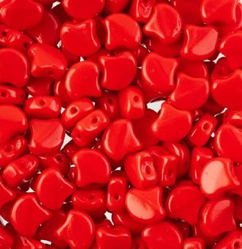 10 Grams 7.5mm Opaque Coral Red Czech Glass Ginko Leaf Beads