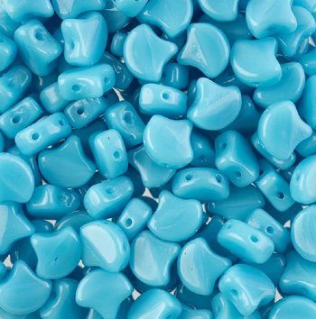 10 Grams 7.5mm Opaque Turquoise Blue Czech Glass Ginko Leaf Beads