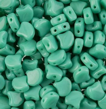 10 Grams 7.5mm Opaque Turquoise Green Czech Glass Ginko Leaf Beads