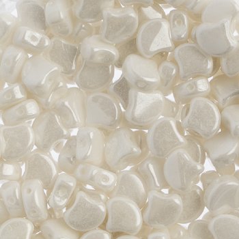 10 Grams 7.5mm White Lustre Czech Glass Ginko Leaf Beads