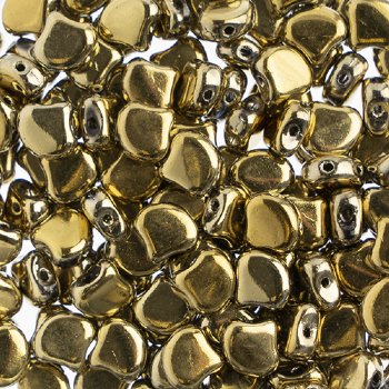 10 Grams 7.5mm Polished Brass Czech Glass Ginko Leaf Beads