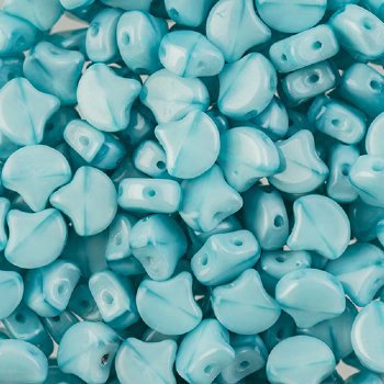 10 Grams 7.5mm Aqua Blue Silk Opal Czech Glass Ginko Leaf Beads
