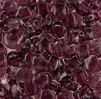 10 Grams 7.5mm Transparent Amethyst Czech Glass Ginko Leaf Beads