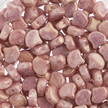 10 Grams 7.5mm White Pink Topaz Lustre Czech Glass Ginko Leaf Beads