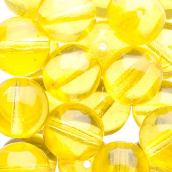 25 10mm Transparent Jonquil Round Glass Beads