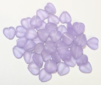 50 10mm Transparent Matte Violet Marble Glass Heart Beads