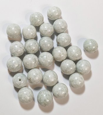 25 10mm Opaque Light Grey Lustre Glass Beads