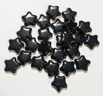 25 12mm Opaque Black Star Beads
