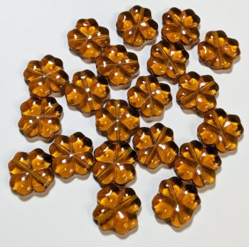 20 14mm Transparent Topaz Clover Beads