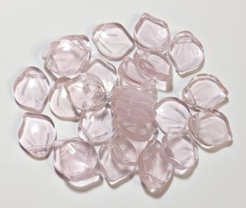 25 14mm Wide Transparent Pink Leaf Beads