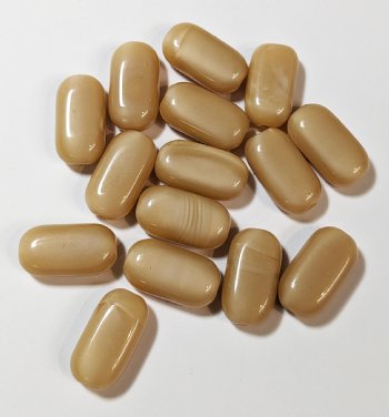 15 15x8mm Satin Caramel Flat Oval Glass Beads