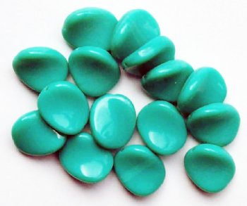 15, 16x14mm Opaque Turquoise Green Wavy Glass Disk Beads