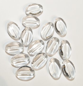 15 18x12mm Transparent Crystal Ridged Flat Oval Beads