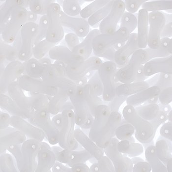 50, 3x10mm Opaque Chalk White Czech Glass Link Bead