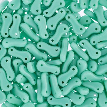50, 3x10mm Opaque Green Turquoise Czech Glass Link Bead