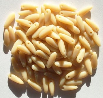 100 3x11mm Opaque Ivory Glass Dagger Beads