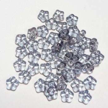 50 3x7mm Transparent Crystal Blue Lustre Flower Spacer Beads