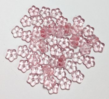 50 3x7mm Transparent Crystal Pink Flower Spacer Beads