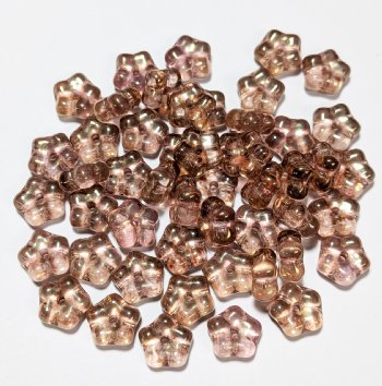 50 3x7mm Transparent Pink Gold Lustre Flower Spacer Beads