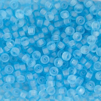 100 4x6mm Matte Transparent Aqua Glass Crow Beads