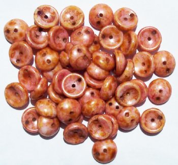 50 4x8mm Pink Alabaster Travertine Glass Piggy Beads
