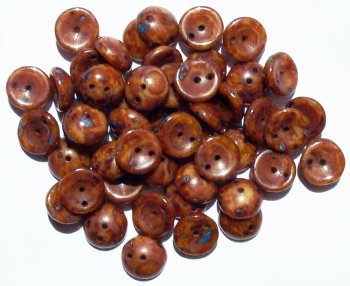 50 4x8mm Opaque Ivory Travertine Glass Piggy Beads