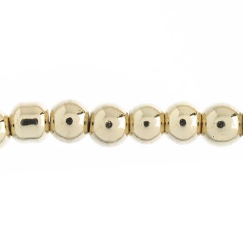24 Inch Strand of 5mm Bright Gold Round Metalized Glass Beads