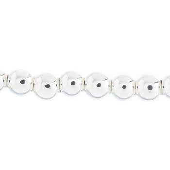 24 Inch Strand of 5mm Bright Silver Round Metalized Glass Beads
