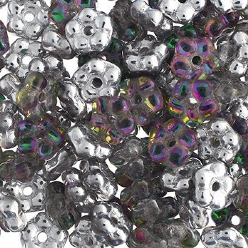 50, 5mm Crystal Medium Vitrail Half Coat Glass Forget Me Not Flower Beads
