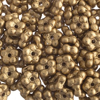 50, 5mm Metallic Gold Glass Forget Me Not Flower Beads