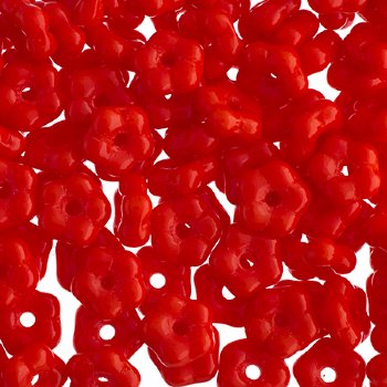 50, 5mm Opaque Red Alabaster Glass Forget Me Not Flower Beads