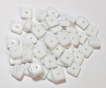 50 4x8mm Opaque White Flat Square Beads (center hole)