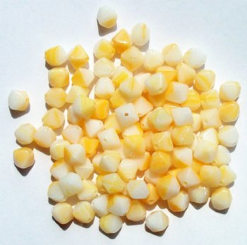 100 6mm White And Apricot Glass Bicone Beads
